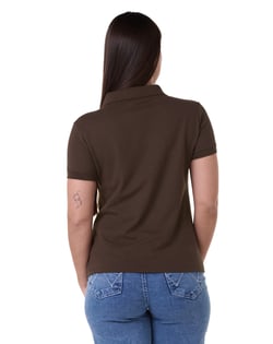Camisa Polo Piquet Feminina Marrom