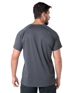 Camiseta Masculina Dry Poliamida Raglan Cinza Titanium