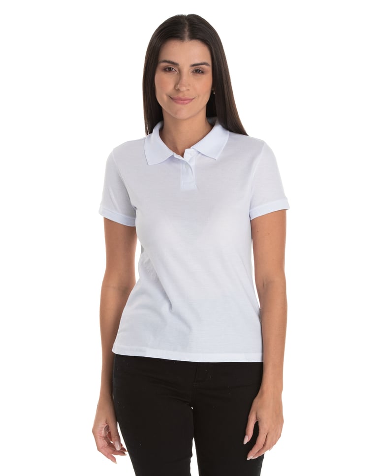 Camisa Polo Piquet Feminina Branca