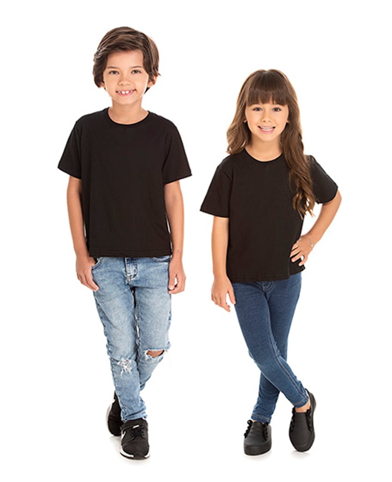 Camiseta Infantil de Algodão Penteado Preta