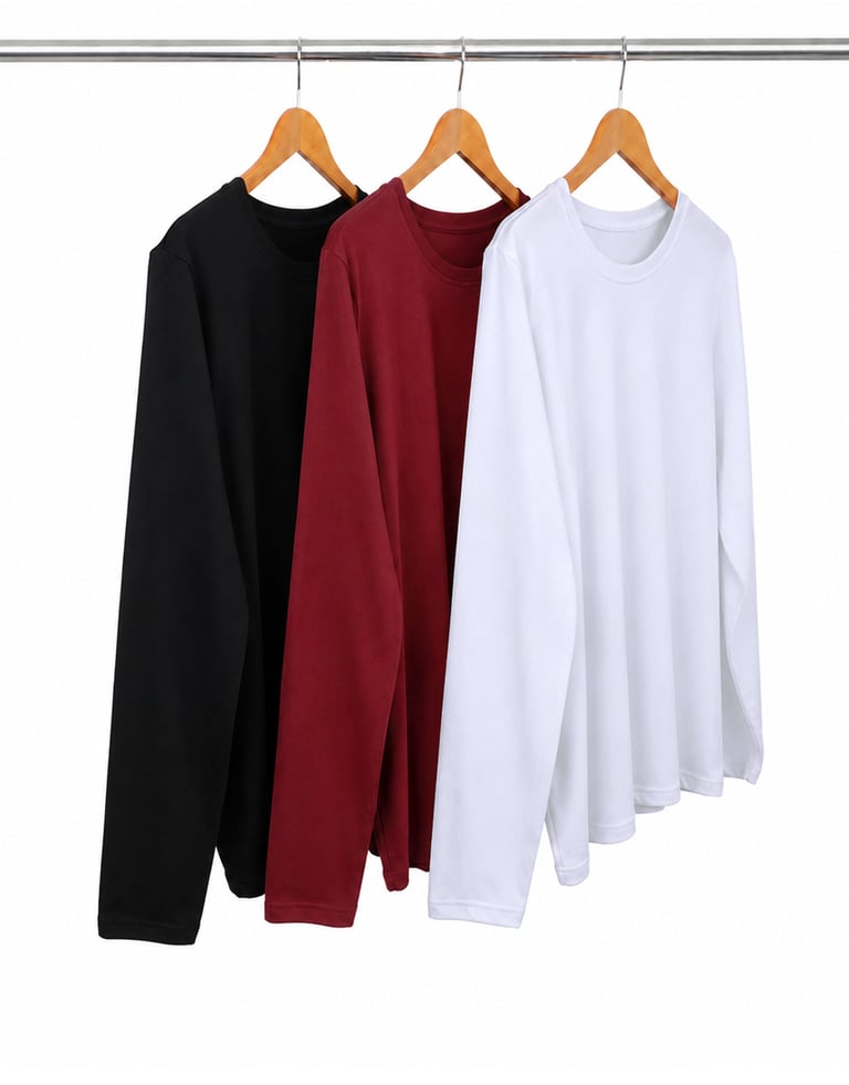 Kit 3 Camisetas Femininas Manga Longa de Algodão Penteado 07
