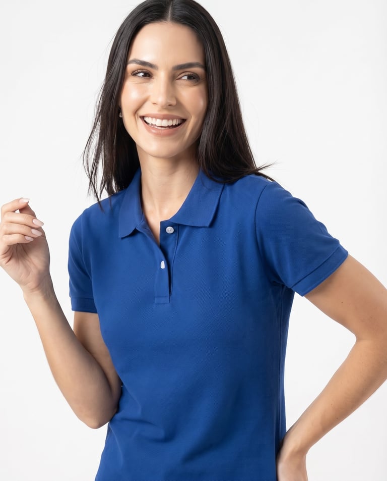 Camisa Polo Piquet Feminina Azul Royal