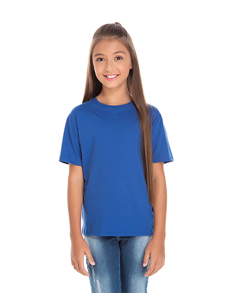 Camiseta Juvenil de Algodão Penteado Azul Royal