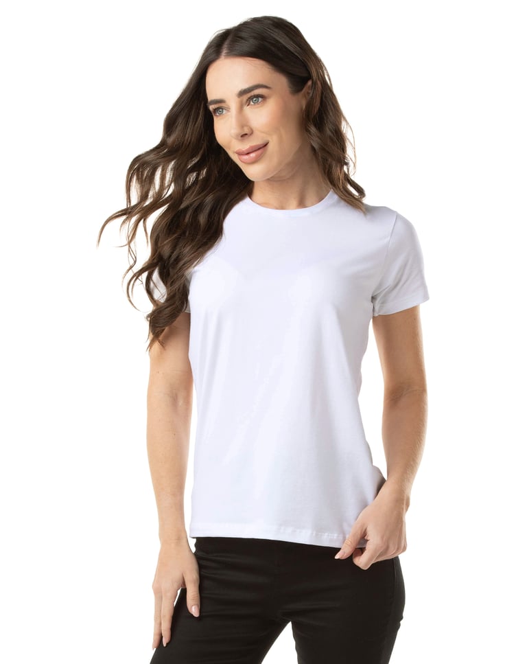 Camiseta de Algodão Egípcio Feminina Branca
