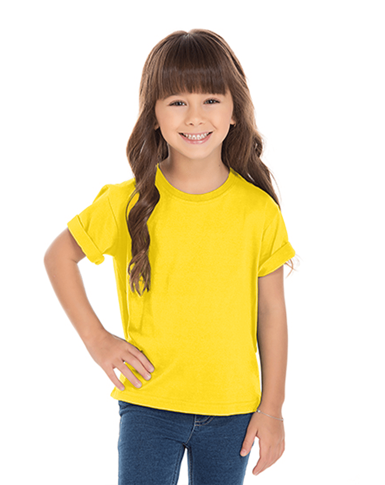 Camiseta Infantil de Algodão Penteado Amarelo Canário