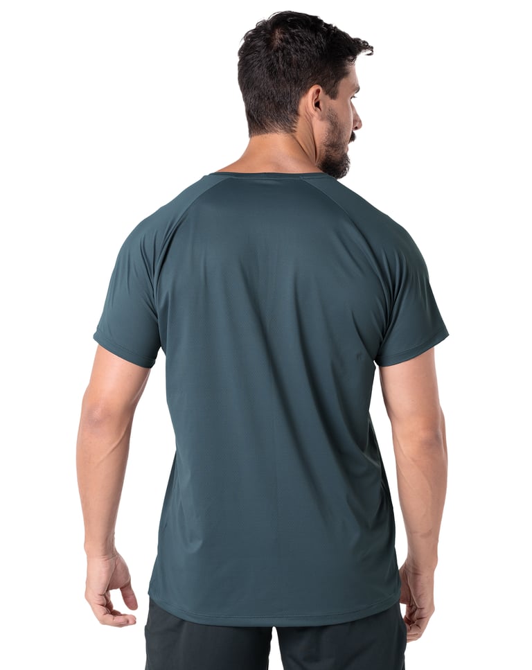 Camiseta Masculina Dry Poliamida Raglan Cinza Titanium