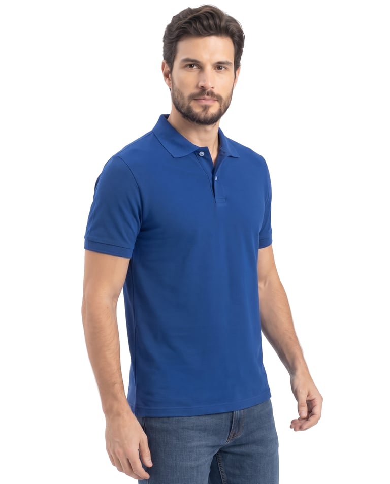 Camisa Polo Piquet Masculina Azul Royal