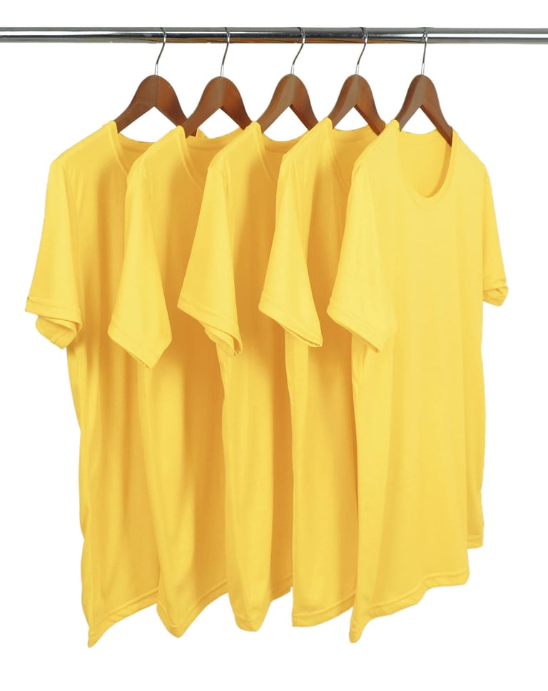 Kit 5 Camisetas PV / Malha Fria Amarelo Canário