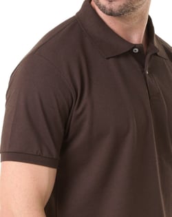 Camisa Polo Piquet Masculina Marrom