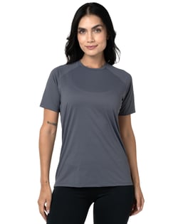 Camiseta Feminina Dry Poliamida Raglan Cinza Titanium