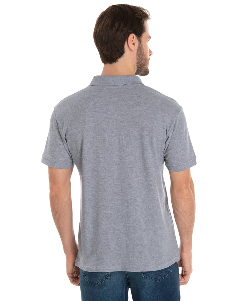 Camisa Polo Piquet Masculina Cinza Mescla
