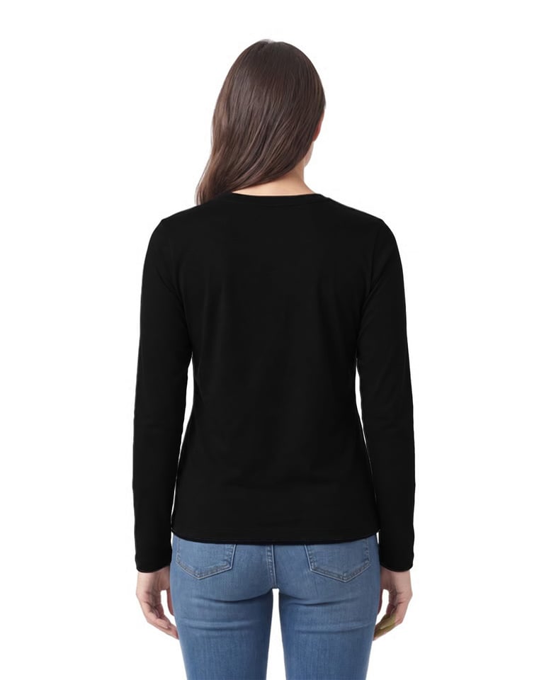 Camiseta Feminina Manga Longa de Algodão Premium Preta