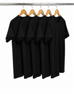 Kit 5 Camisetas de Algodão Egípcio Pretas Masculinas