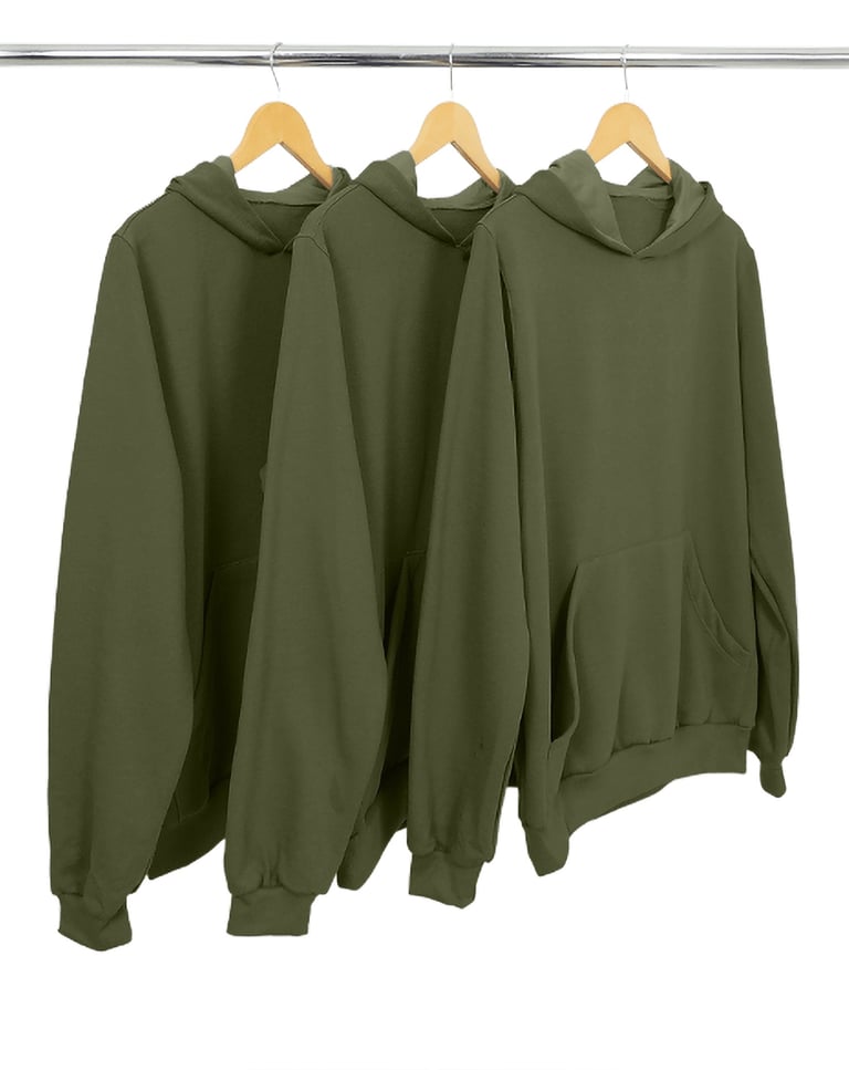 Kit 3 Moletons Canguru com Capuz Feminino Verde Militar