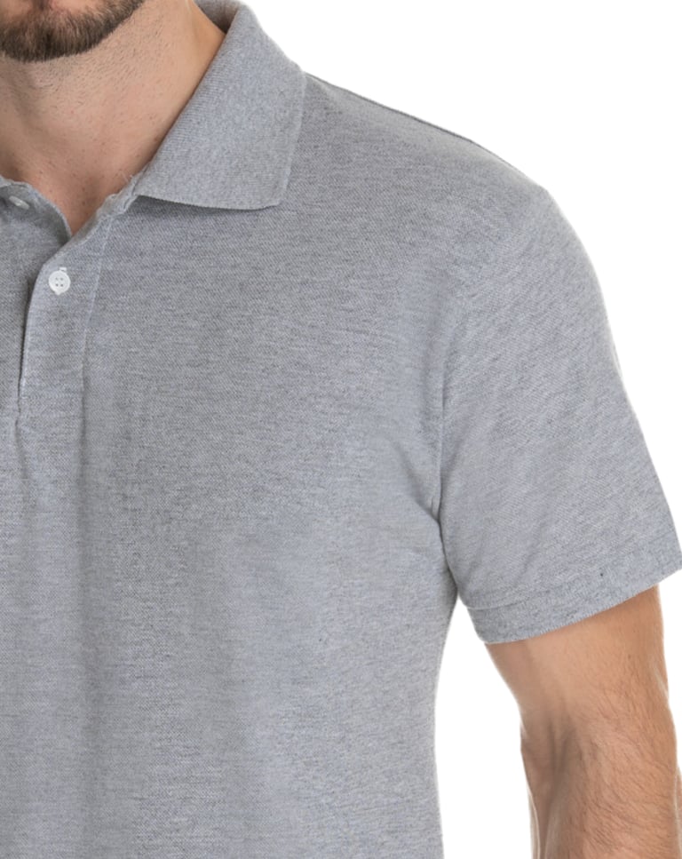 Camisa Polo Piquet Masculina Cinza Mescla