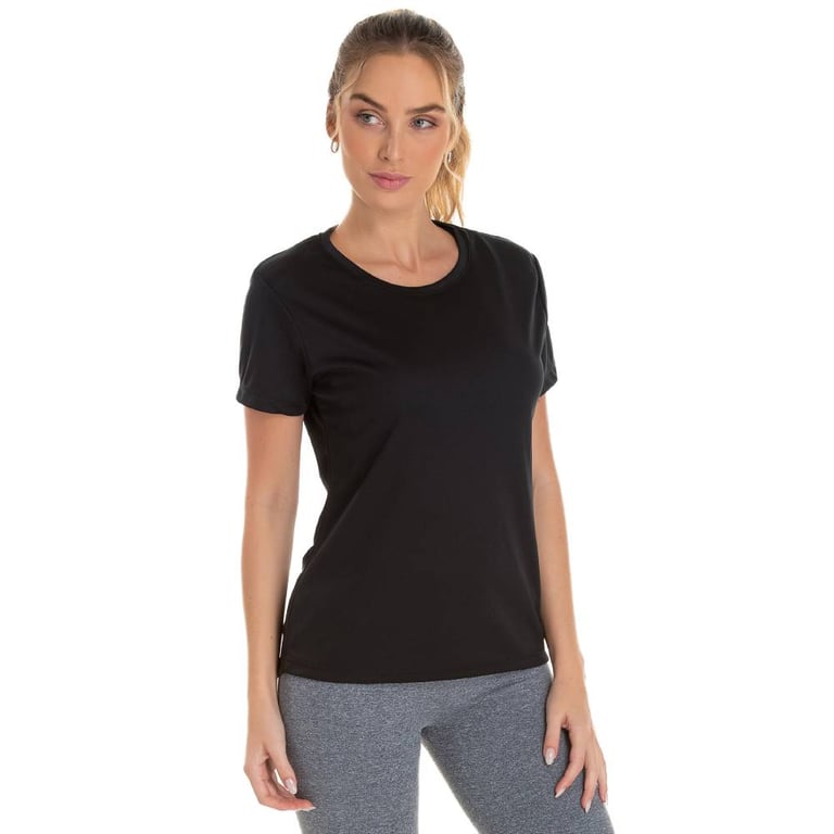 Camiseta Feminina Dry Fit Preta Proteção UV 30+
