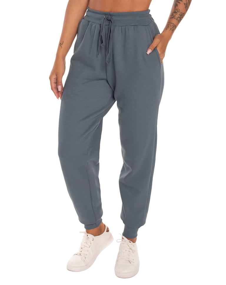 Calça Feminina de Moletom Cinza Chumbo