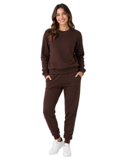 Conjunto Moletom Feminino Blusão Marrom 03
