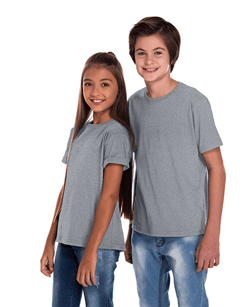 Camiseta Juvenil de Algodão Penteado Cinza Mescla