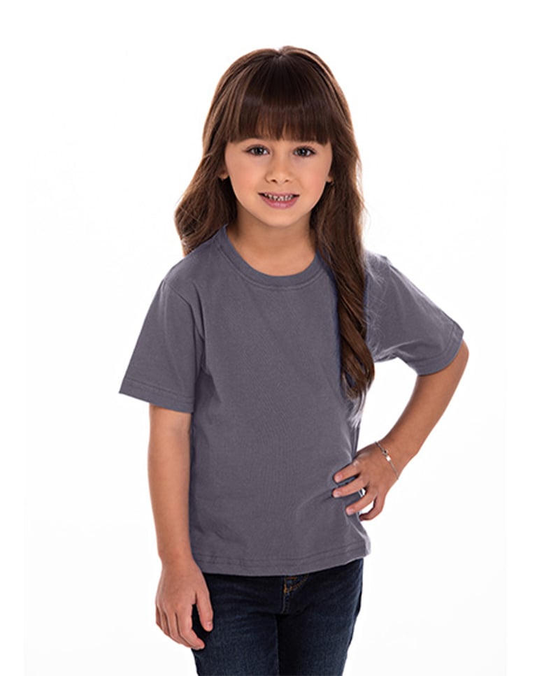 Camiseta Infantil de Algodão Penteado Cinza Chumbo