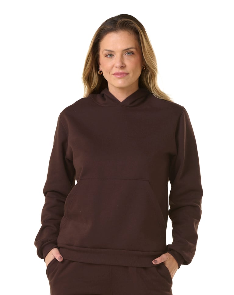 Moletom Canguru com Capuz Feminino Marrom