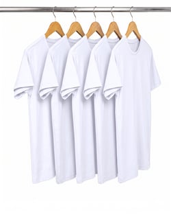 Kit 5 Camisetas de Algodão Egípcio Brancas Masculinas