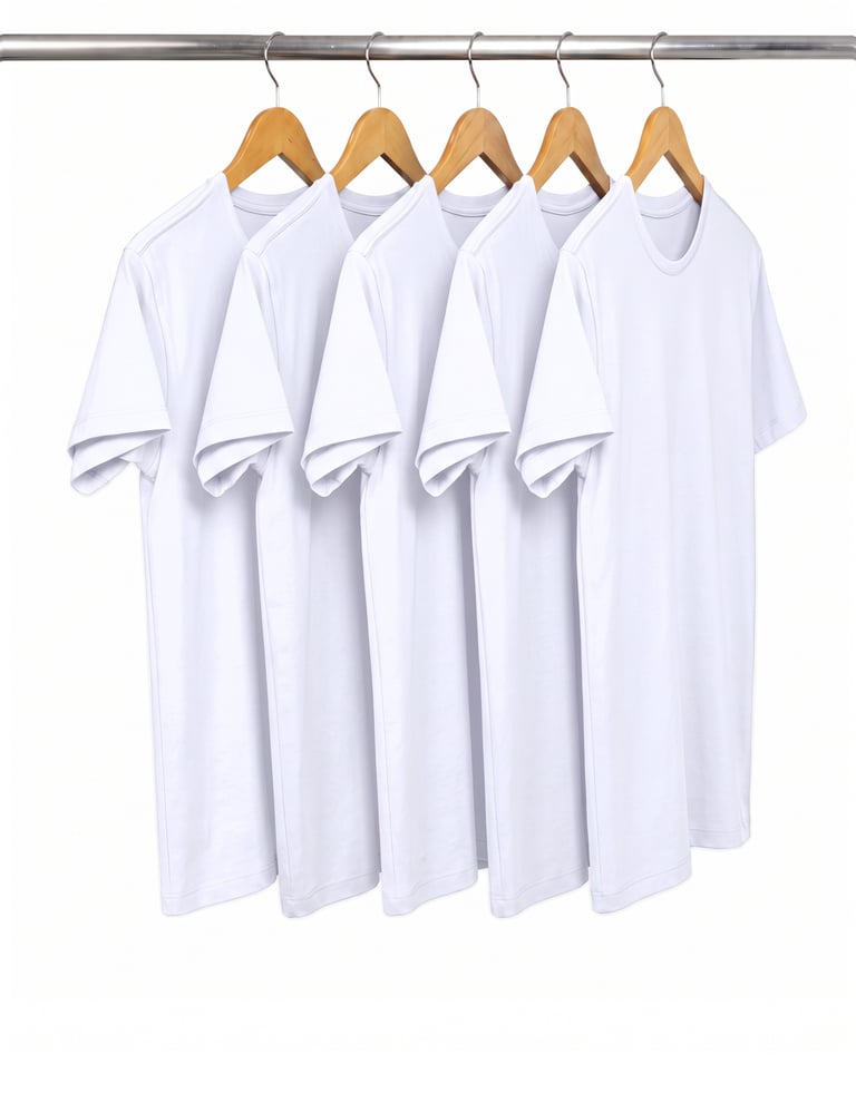 Kit 5 Camisetas de Algodão Egípcio Brancas Masculinas