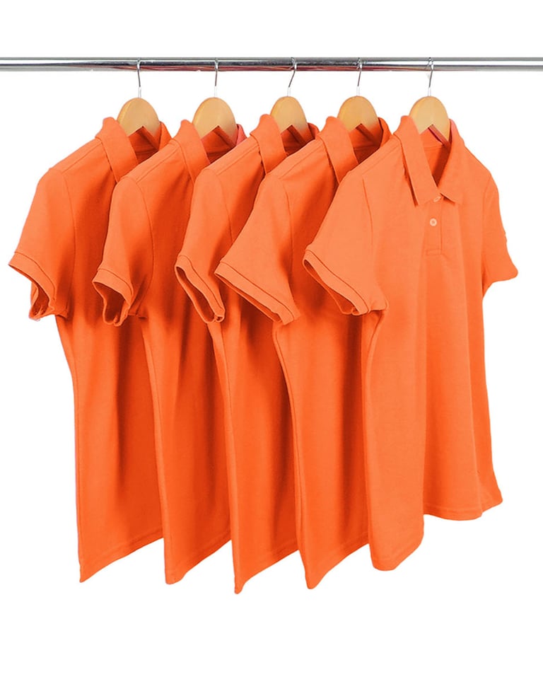 KIT 5 Camisas Polo Piquet Feminina Laranja