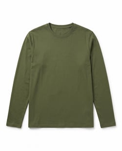 Camiseta Manga Longa de Algodão Premium Verde Militar