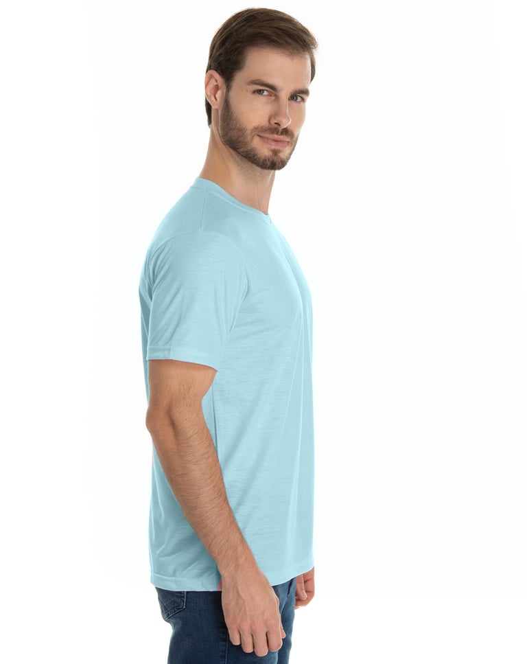 Camiseta de Algodão Premium Azul Claro