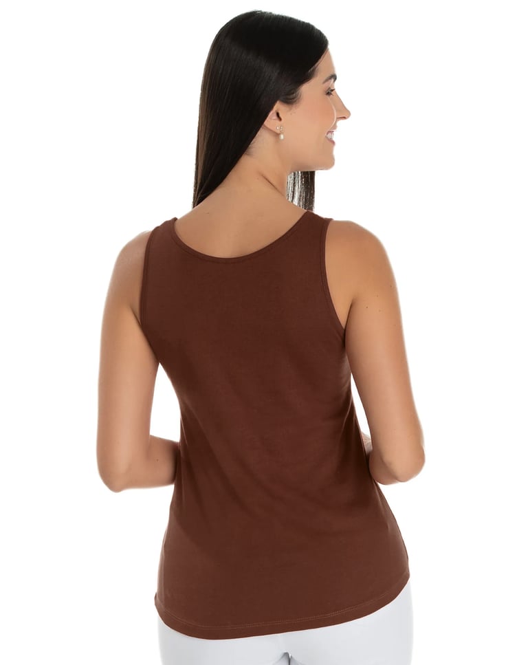 Regata Feminina de Algodão Premium Marrom