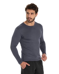 Camiseta Segunda Pele Manga Longa Masculina Cinza Chumbo UV 50+