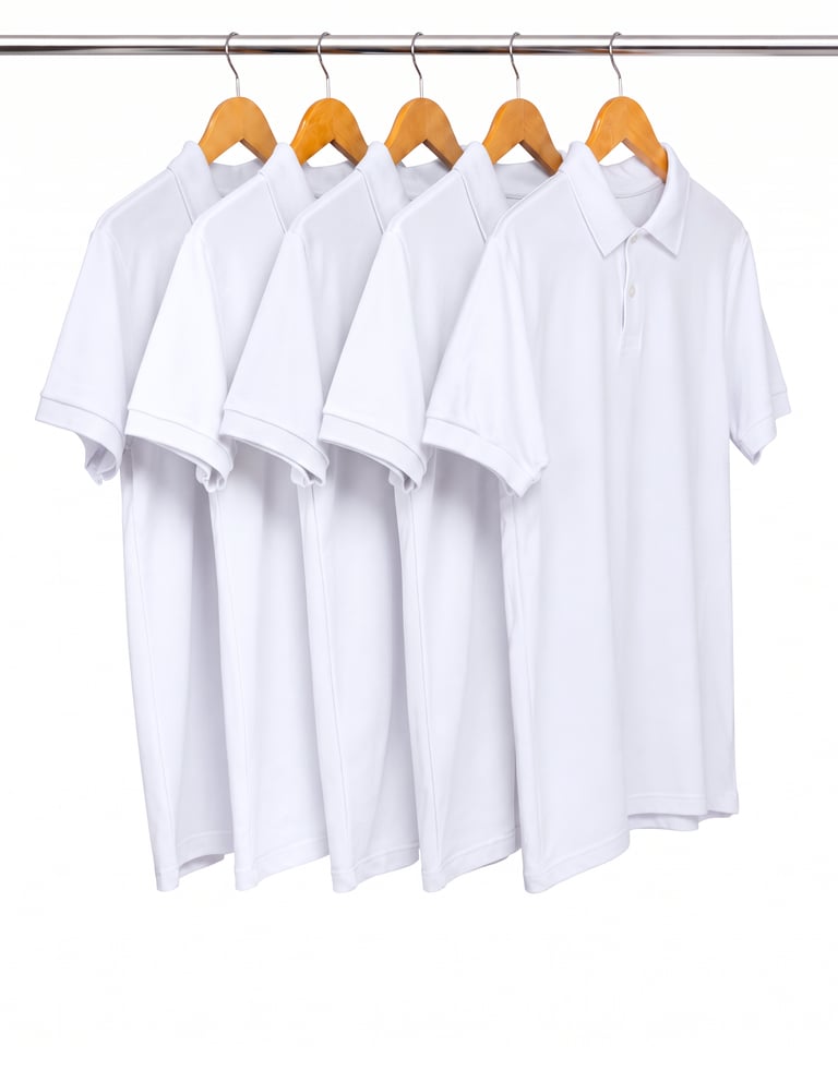 Kit 5 Camisas Polo Piquet Masculinas Branca
