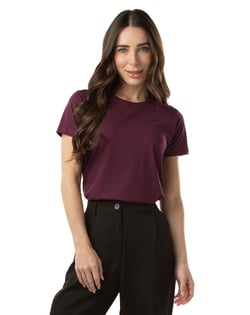 Camiseta de Algodão Egípcio Feminina Bordô