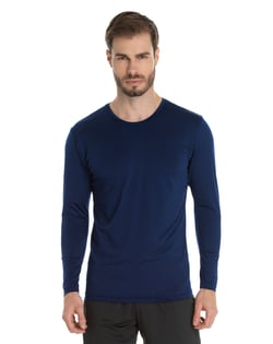 Camiseta Segunda Pele Manga Longa Masculina Azul Marinho UV 50+