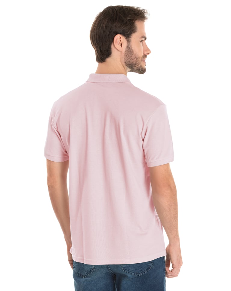 Camisa Polo Piquet Masculina Rosa Claro