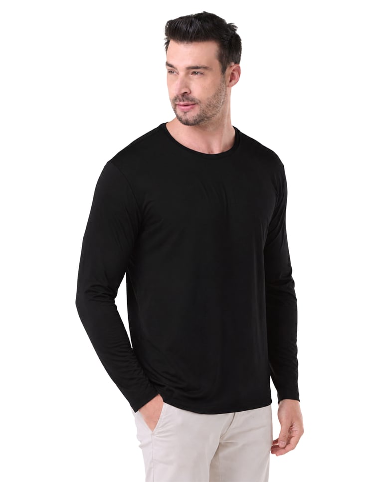 Camiseta Manga Longa Tech Modal Masculina Preta