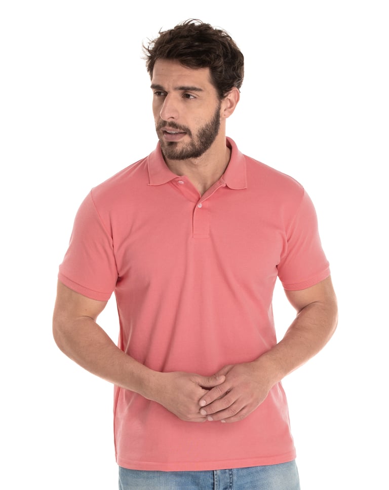 Camisa Polo Piquet Masculina Salmão