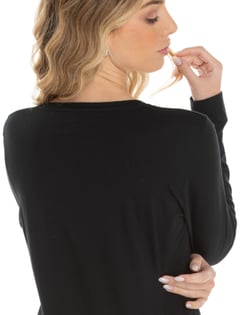 Camiseta Feminina Manga Longa de Algodão Premium Preta