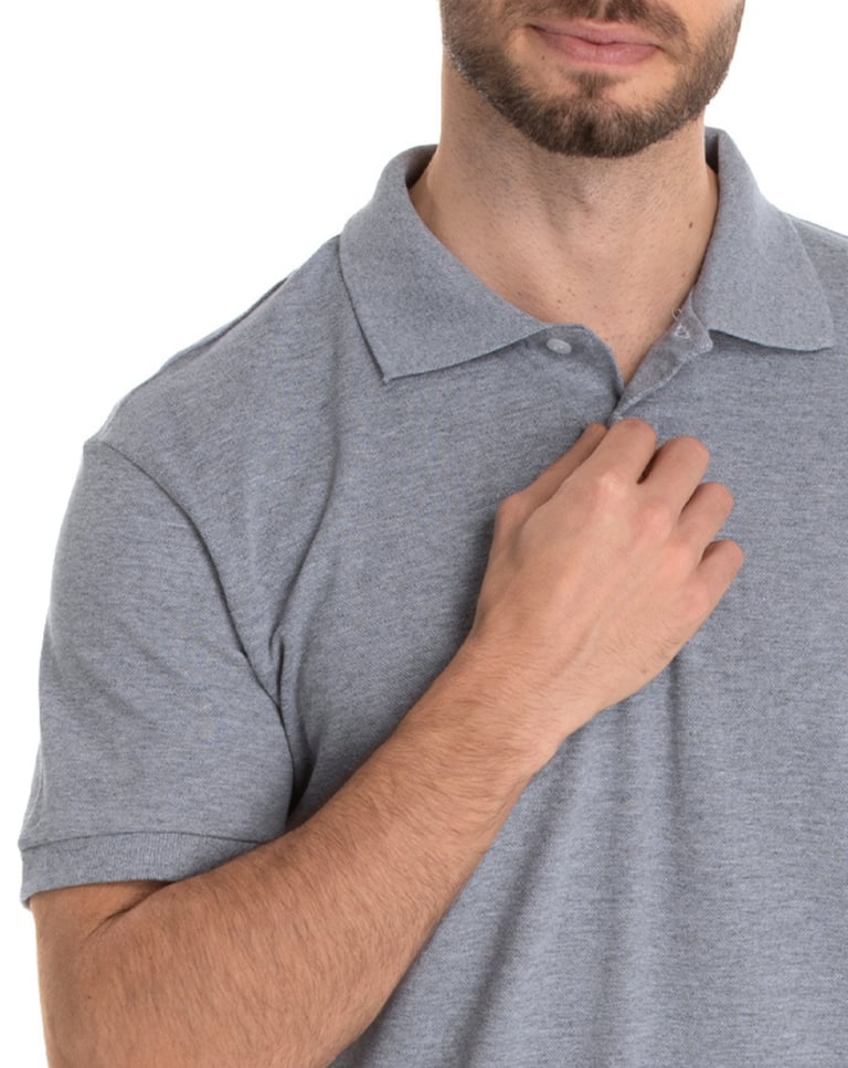 Camisa Polo Piquet Masculina Cinza Mescla
