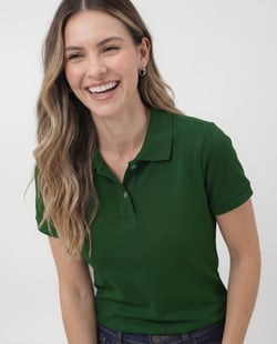 Camisa Polo Piquet Feminina Verde Musgo