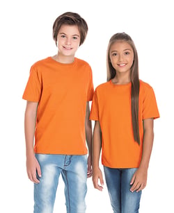 Camiseta Juvenil de Algodão Penteado Laranja