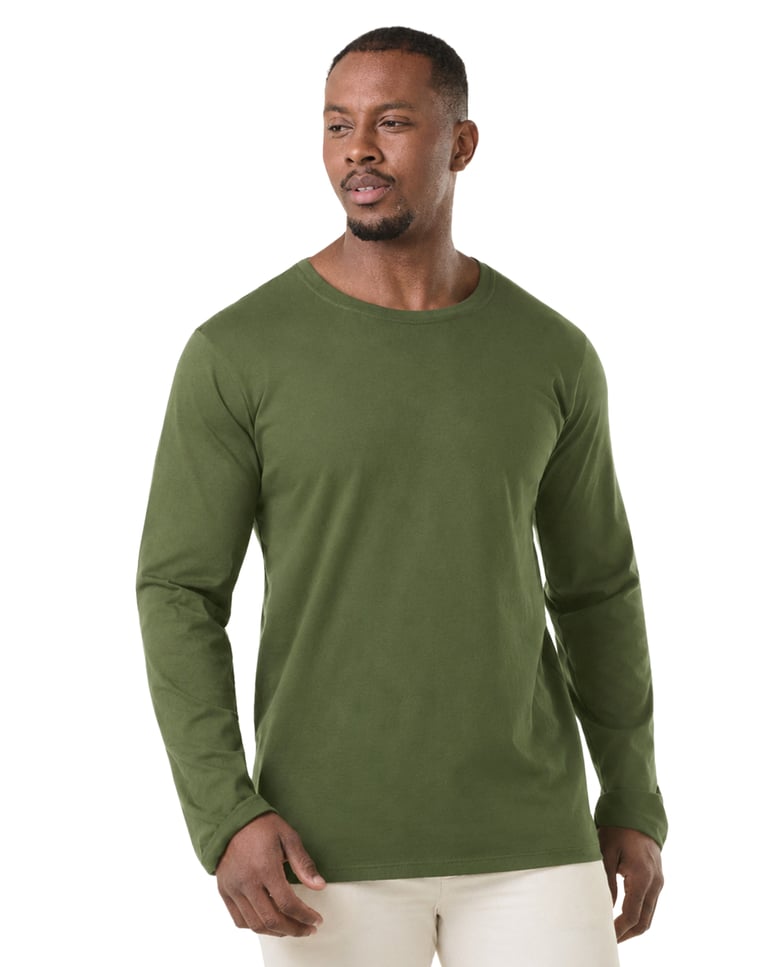 Camiseta Manga Longa de Algodão Premium Verde Militar