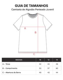 Kit 5 Camisetas Juvenil de Algodão Penteado Branca