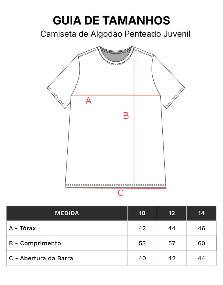 Kit 5 Camisetas Juvenil de Algodão Penteado Branca