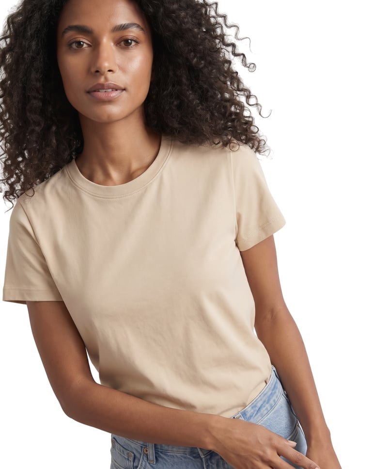 Baby Look de Algodão Premium Areia