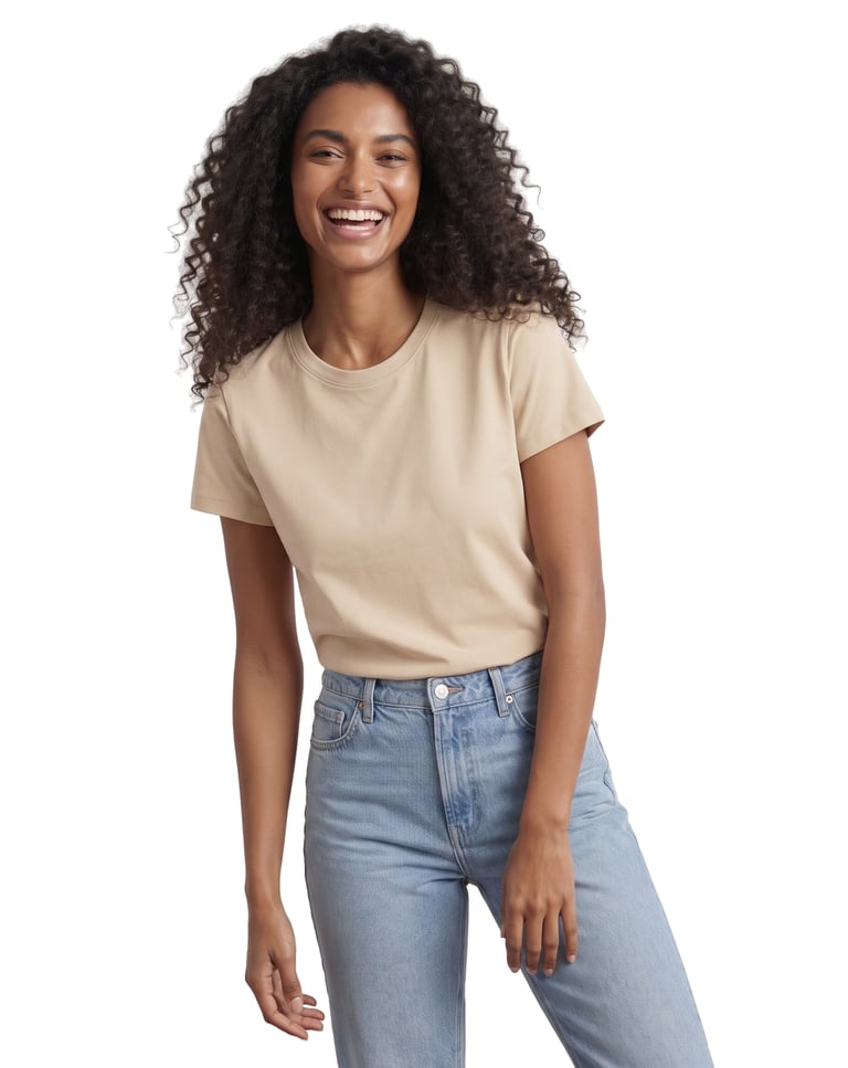 Baby Look de Algodão Premium Areia