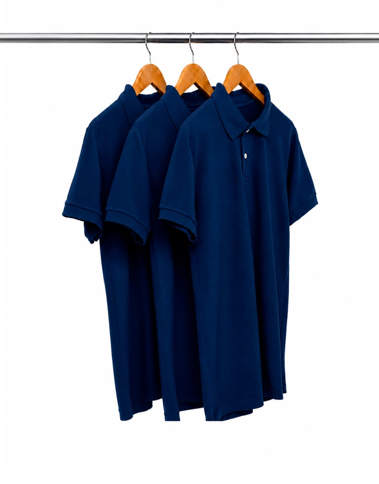 Kit 3 Camisas Polo Piquet Masculinas Azul Marinho 15
