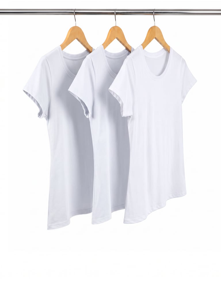 Kit 3 Baby Look de Algodão Premium Brancas