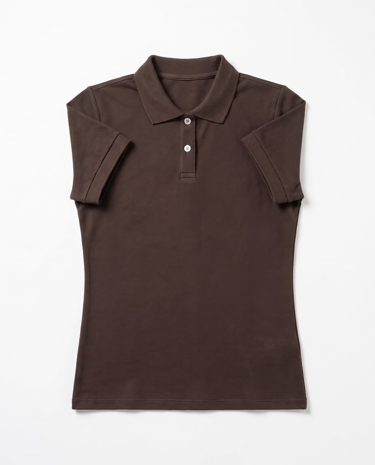 Camisa Polo Piquet Feminina Marrom